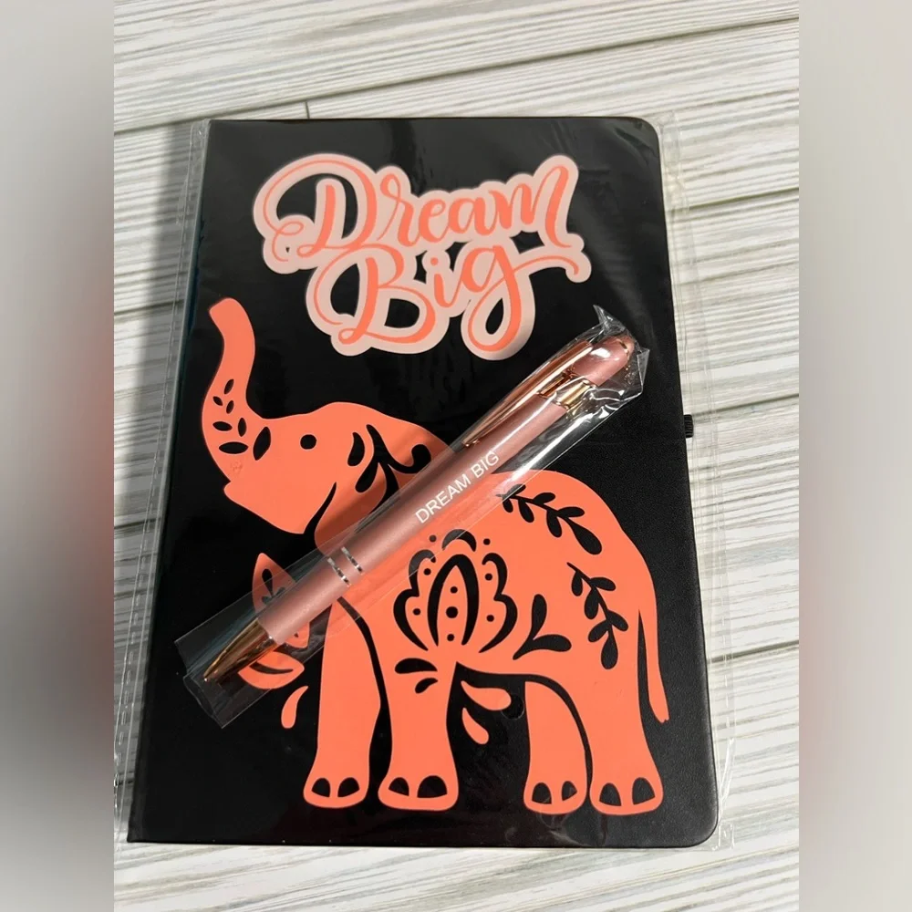 Hand Crafted Dream Big Black Journal and Rose Gold Pen